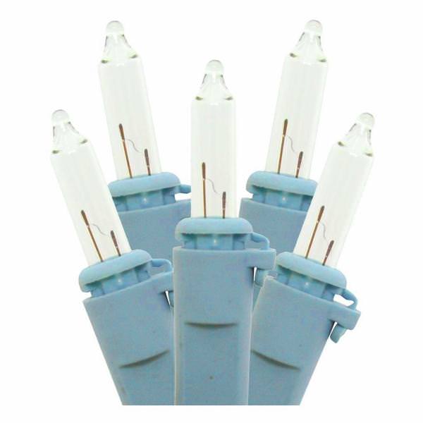 50 Light Blue Wire Clear Miniature Light String